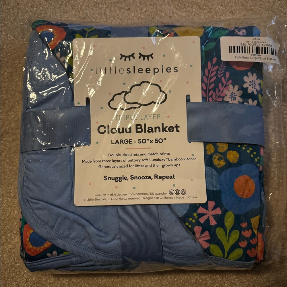Little Sleepies Folk Floral Bamboo Cloud Blanket
